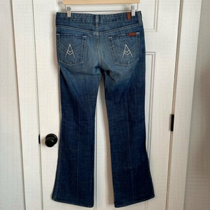 𝅺7 for all man kind “A” pocket jeans bootcut designer y2k sz 28 medium wash